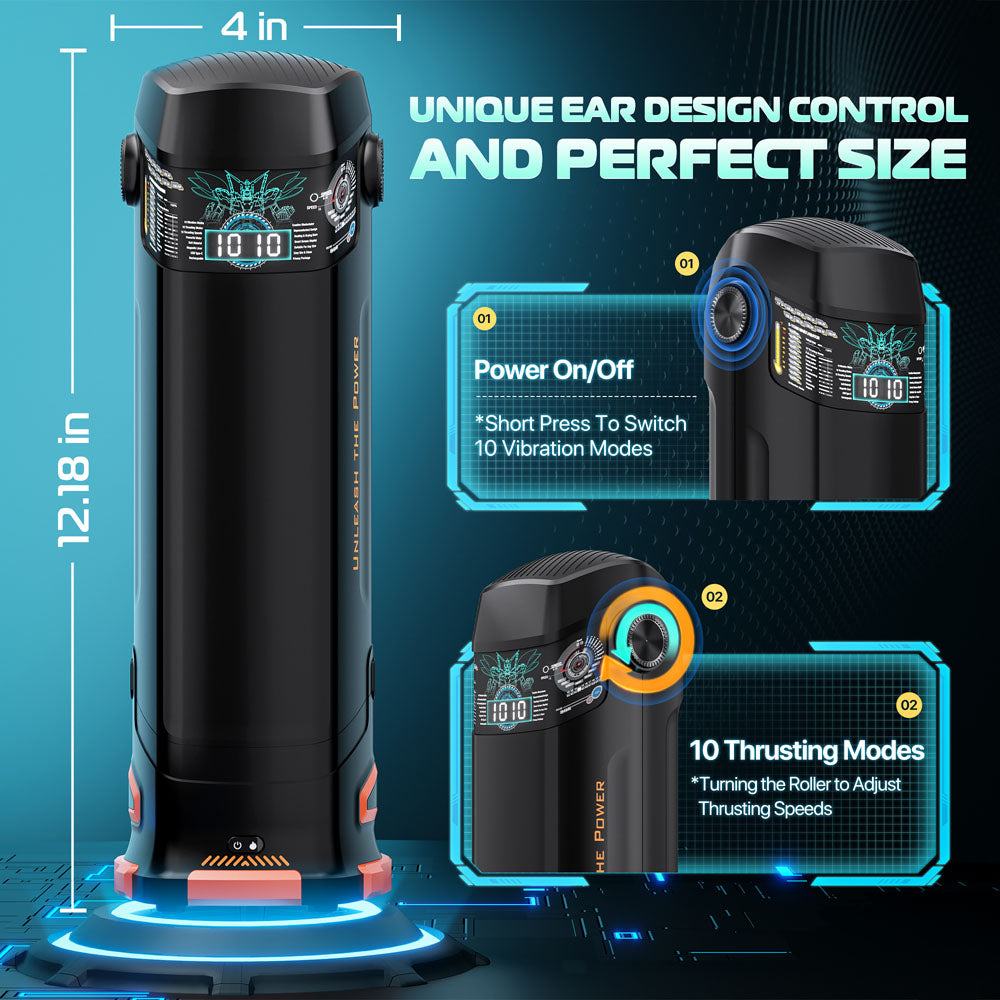 CyberSkin B-Titan - Black USB Rechargeable Thrusting & Vibrating Auto Masturbator with Heater